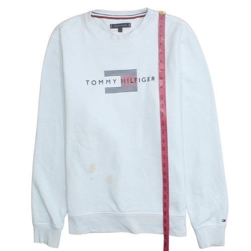 Tommy Hilfiger Mens White L Pullover Sweatshirt Classic Logo