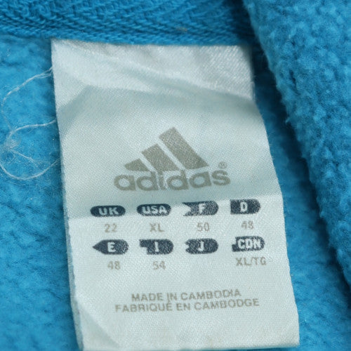 Adidas Women Blue XL Pullover Hoodie with Drawstring & Logo