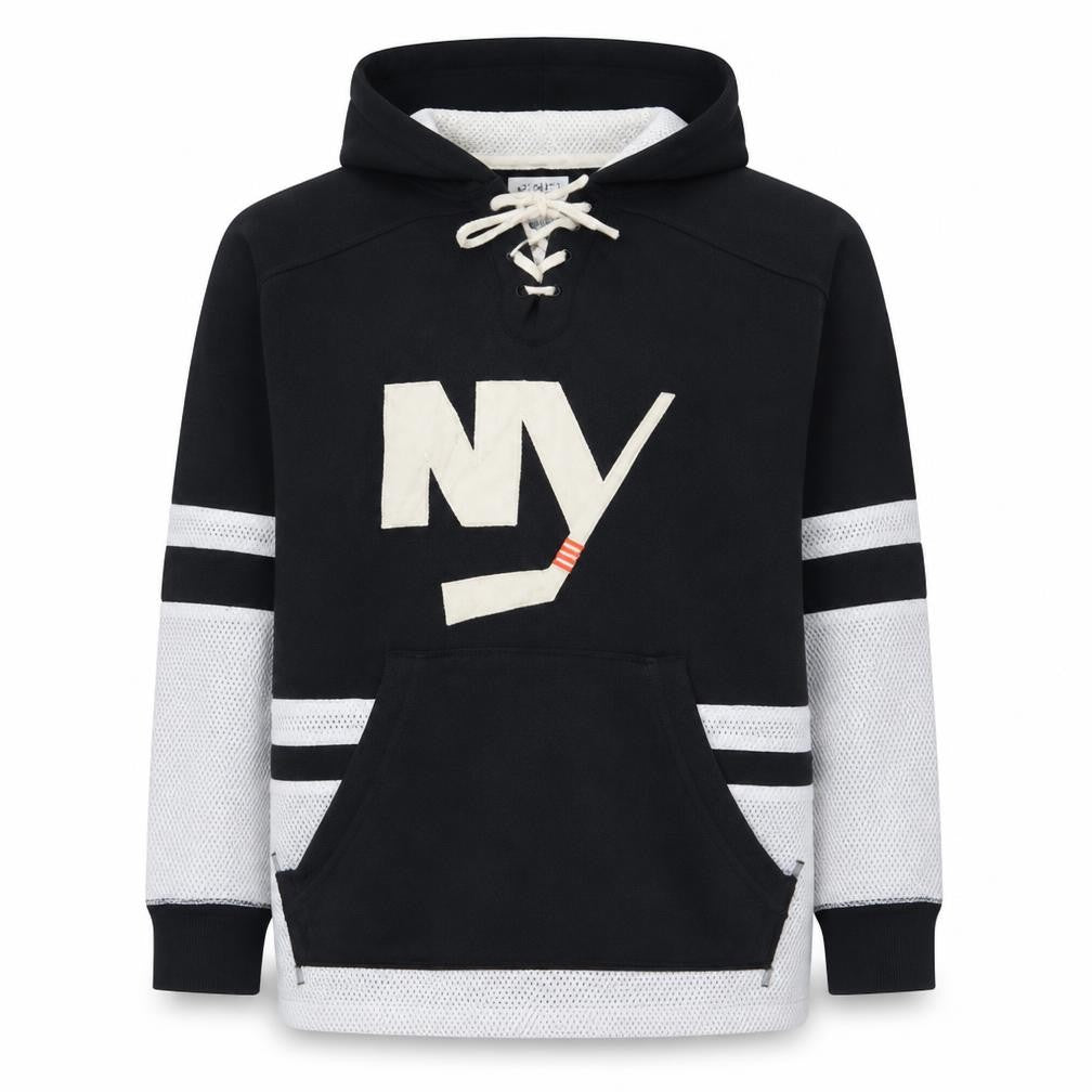 CCM Men’s Black Pullover Hockey Hoodie Size L Lace Up Retro Sportswear