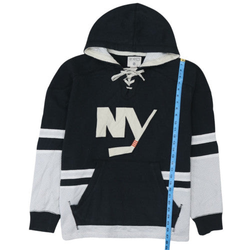 CCM Men’s Black Pullover Hockey Hoodie Size L Lace Up Retro Sportswear