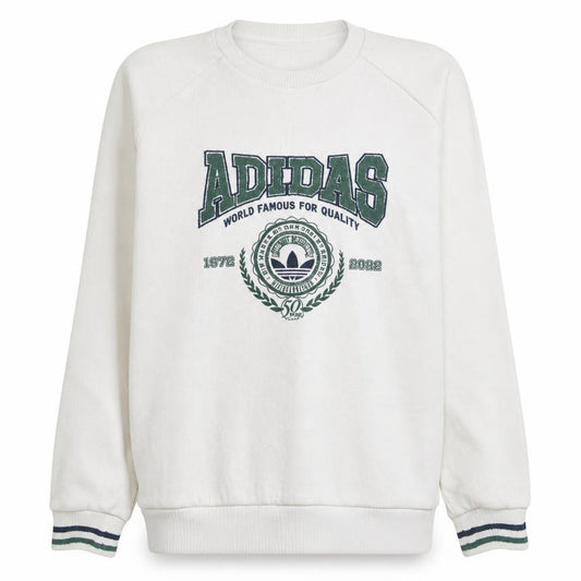 Adidas Womens White Crew Neck Sweatshirt XL Logo Graphic Pullover