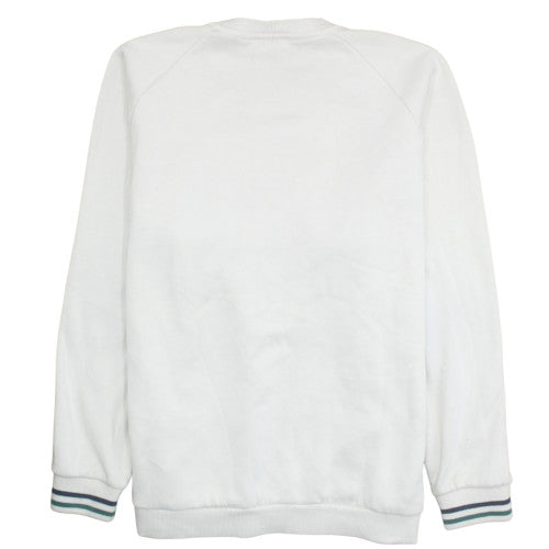 Adidas Womens White Crew Neck Sweatshirt XL Logo Graphic Pullover