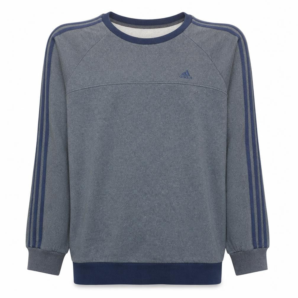 Adidas Mens Grey Pullover Sweatshirt L Logo Crew Neck Sports Top