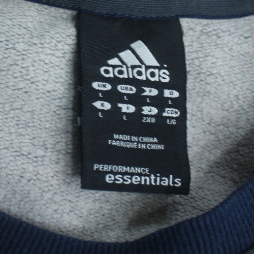 Adidas Mens Grey Pullover Sweatshirt L Logo Crew Neck Sports Top