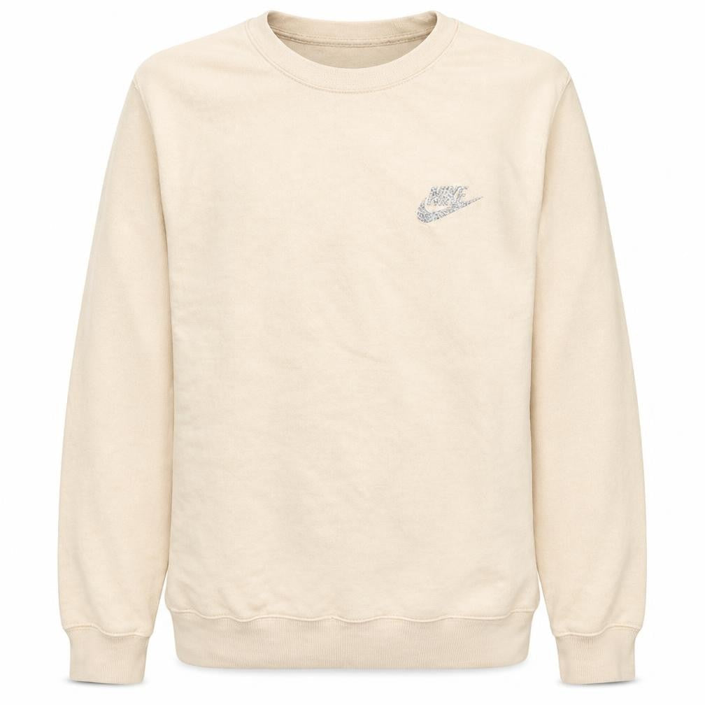 Nike Womens Beige Logo Crew Neck Pullover Sweatshirt Size L