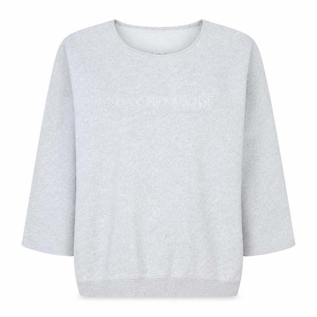 Stussy Women Grey Crew Neck Pullover Sweatshirt Size L