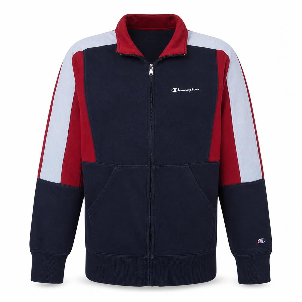Champion Men's Blue Red Full Zip Sweatshirt M Fleece Sportswear