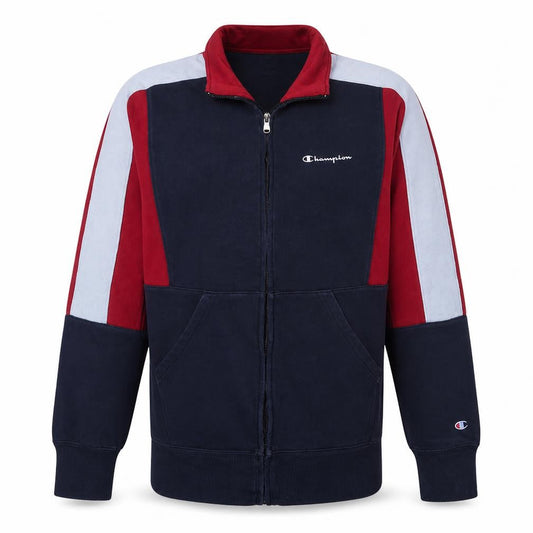 Champion Men's Blue Red Full Zip Sweatshirt M Fleece Sportswear