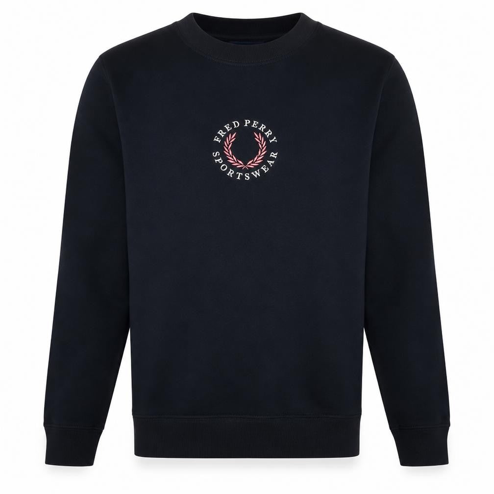 Fred Perry Men's Black Logo Crew Neck Sweatshirt Size L