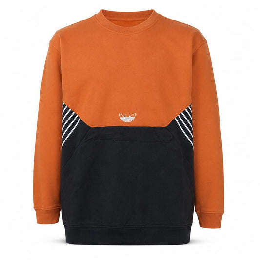 Adidas Men's Orange Black XL Pullover Sweatshirt Crew Neck Logo