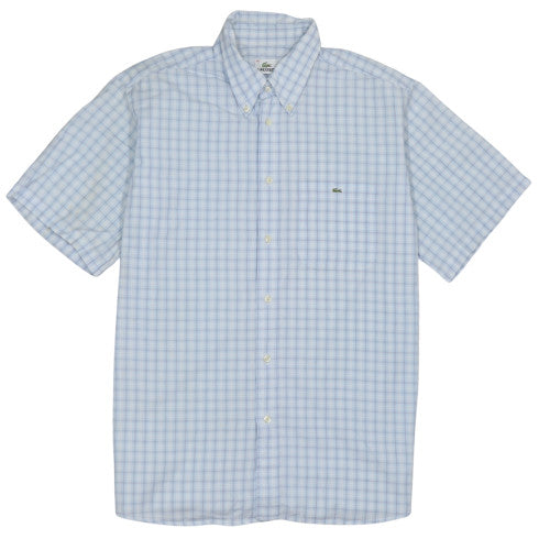Lacoste Men's Blue Checked Short Sleeve Button-Up Shirt Size 42