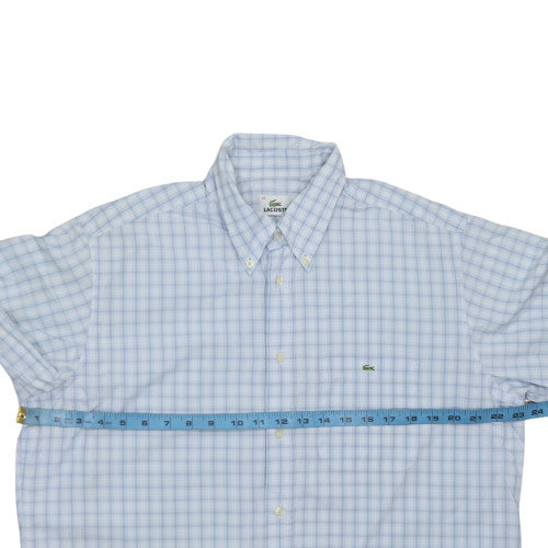 Lacoste Men's Blue Checked Short Sleeve Button-Up Shirt Size 42