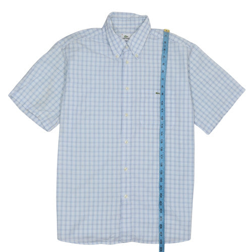 Lacoste Men's Blue Checked Short Sleeve Button-Up Shirt Size 42