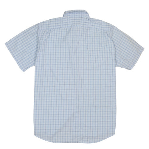 Lacoste Men's Blue Checked Short Sleeve Button-Up Shirt Size 42