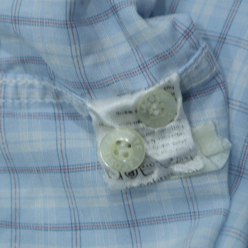 Lacoste Men's Blue Checked Short Sleeve Button-Up Shirt Size 42