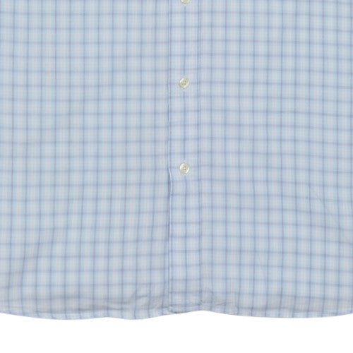 Lacoste Men's Blue Checked Short Sleeve Button-Up Shirt Size 42