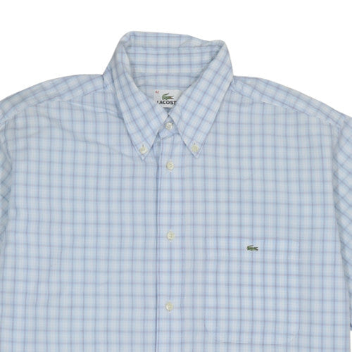 Lacoste Men's Blue Checked Short Sleeve Button-Up Shirt Size 42