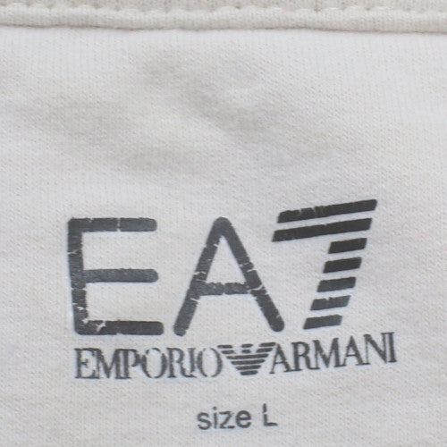 Emporio Armani EA7 Men's White Logo Crew Neck Sweatshirt Size L