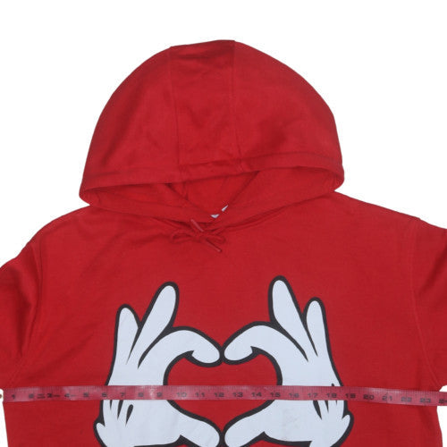 Disney Women Red Pullover Hoodie with Hand Heart Graphic Size 14/16