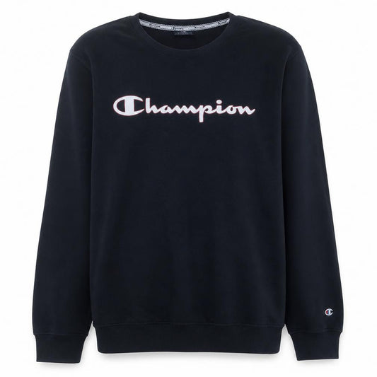 Champion Men's Black Pullover Sweatshirt Large Logo Crew Neck