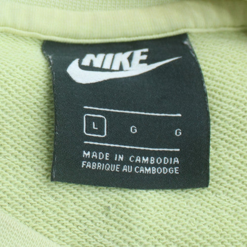 Nike Women Green Logo Crew Neck Long Sleeve Sweatshirt L