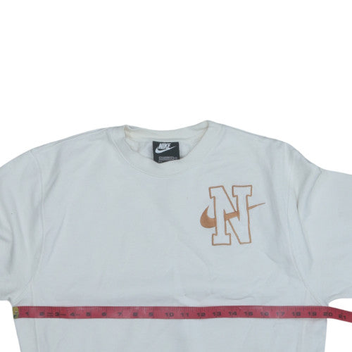 Nike Women White XS Pullover Sweatshirt Crew Neck Logo Cotton