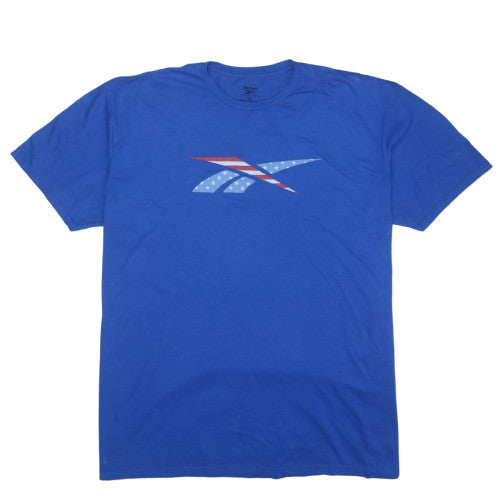 Reebok Men's Blue 2XL Crew Neck Graphic Patriotic Sports T-Shirt