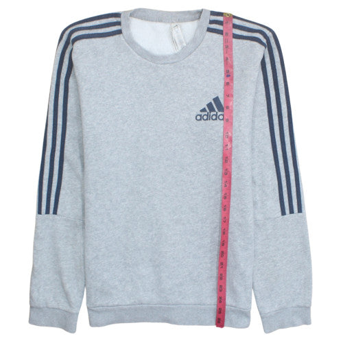 Adidas Mens Grey Crew Neck Pullover Fleece Sweatshirt M