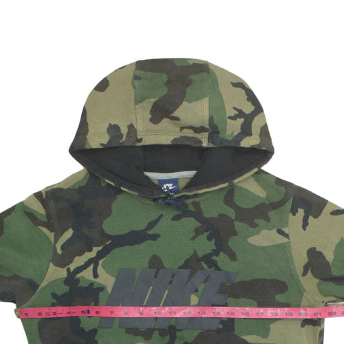 Nike Men's Green Camouflage Pullover Hoodie M Cotton Blend