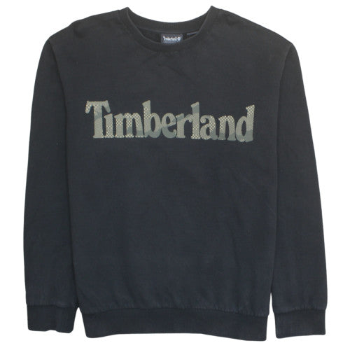 Timberland Men Black XL Pullover Sweatshirt Logo Fleece Crew Neck