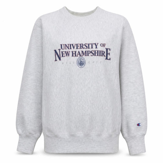 Champion Womens Grey Reverse Weave Pullover Sweatshirt Large University Graphic