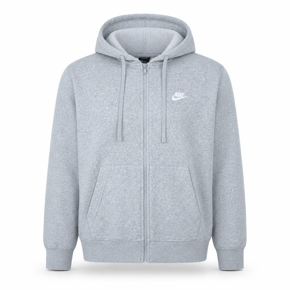 Nike Men's Grey Full Zip Fleece Hoodie M Regular Fit