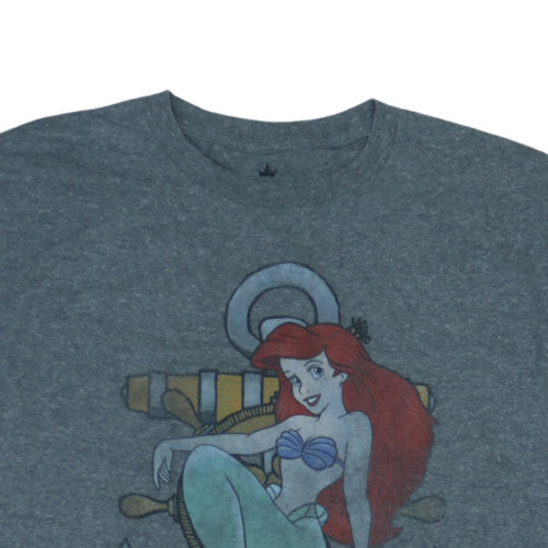 Disney Men’s Grey Ariel Graphic Crew Neck 2XL T-Shirt