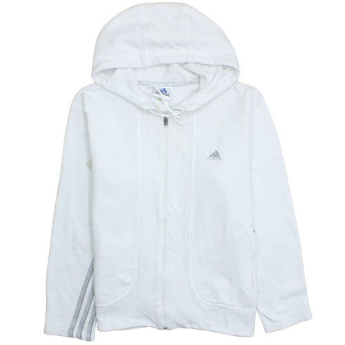 Adidas Womens White Full Zip Hoodie Size 14 Hooded Sweatshirt