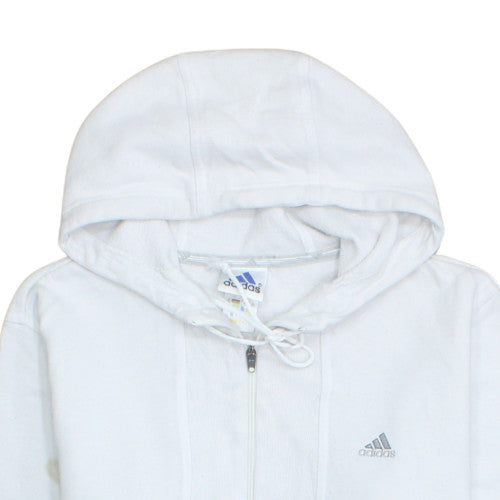 Adidas Womens White Full Zip Hoodie Size 14 Hooded Sweatshirt