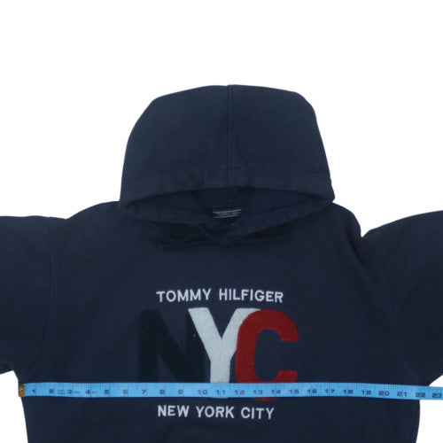 Tommy Hilfiger Men's Blue Pullover Hoodie M NYC Graphic Cotton