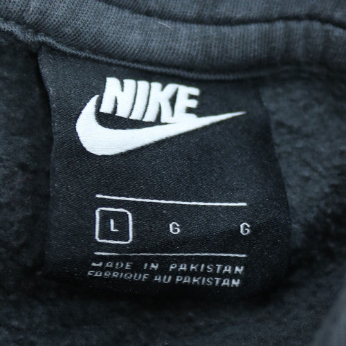 Nike Men’s Grey Pullover Hoodie L Logo Graphic Fleece Sweatshirt