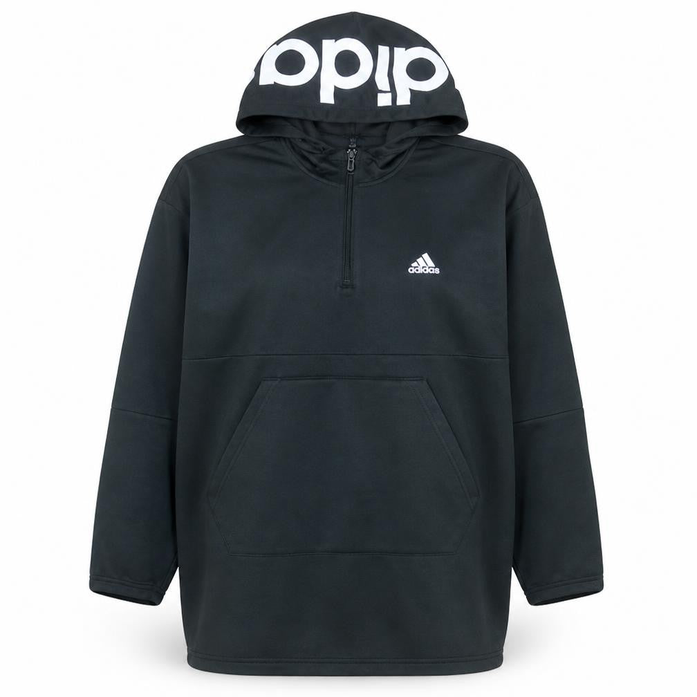 Adidas Womens Black 1/2 Zip Hooded Pullover Sweatshirt Size 16