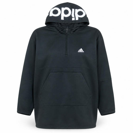 Adidas Womens Black 1/2 Zip Hooded Pullover Sweatshirt Size 16