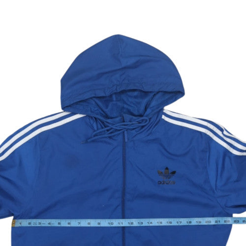 Adidas Men's Blue Windbreaker Hooded Jacket Size L Lightweight