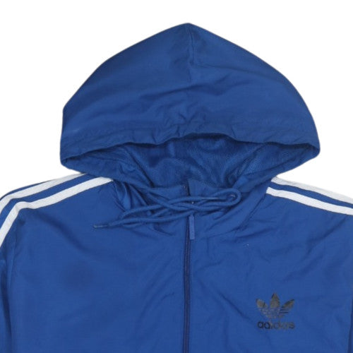 Adidas Men's Blue Windbreaker Hooded Jacket Size L Lightweight