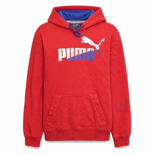 Puma Mens Red Pullover Hoodie Small Graphic Logo Sportswear