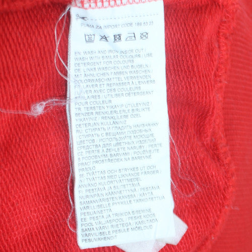 Puma Mens Red Pullover Hoodie Small Graphic Logo Sportswear