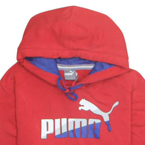 Puma Mens Red Pullover Hoodie Small Graphic Logo Sportswear