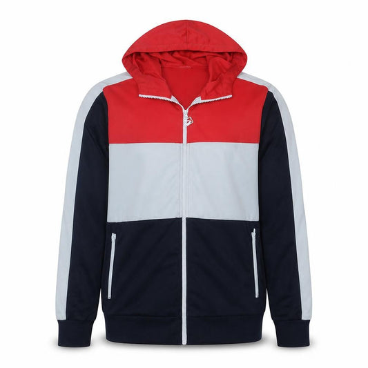 Puma Men's Red Grey Navy Full Zip Hoodie XL