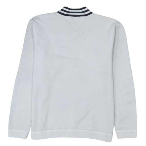 Tommy Hilfiger Men's White XL Mock Neck Embroidered Logo Sweatshirt