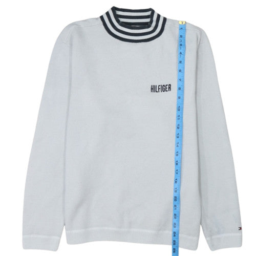 Tommy Hilfiger Men's White XL Mock Neck Embroidered Logo Sweatshirt