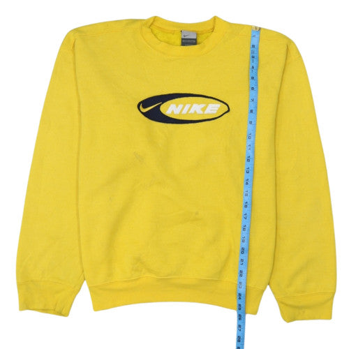 Nike Men's Yellow Logo Crew Neck Sweatshirt - Size M Vintage Fleece