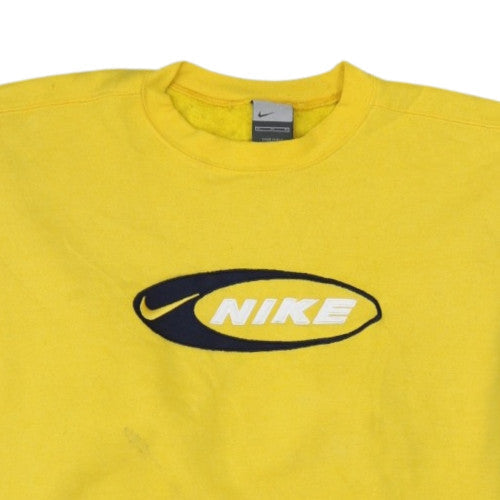 Nike Men's Yellow Logo Crew Neck Sweatshirt - Size M Vintage Fleece