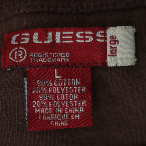 Guess Jeans Men's Brown Crew Neck Sweatshirt Size L Embroidered Logo